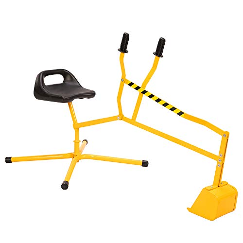 Fat Brain Toys Crane Digger - Metal Sandbox Excavator with Seat for Ages 3+