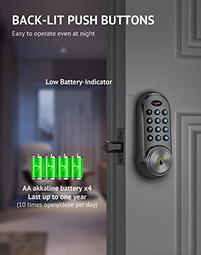 Hugolog Keyless Entry Door Lock With Keypad,Deadbolt Lock Electronic, Motorized Auto-Locking Easy Easy Installation High Security Material For Metal Home & Office #TOP3