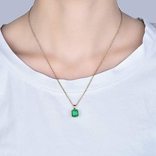 Collier pendentif émeraude 2.5Ct de forme carrée et or 750