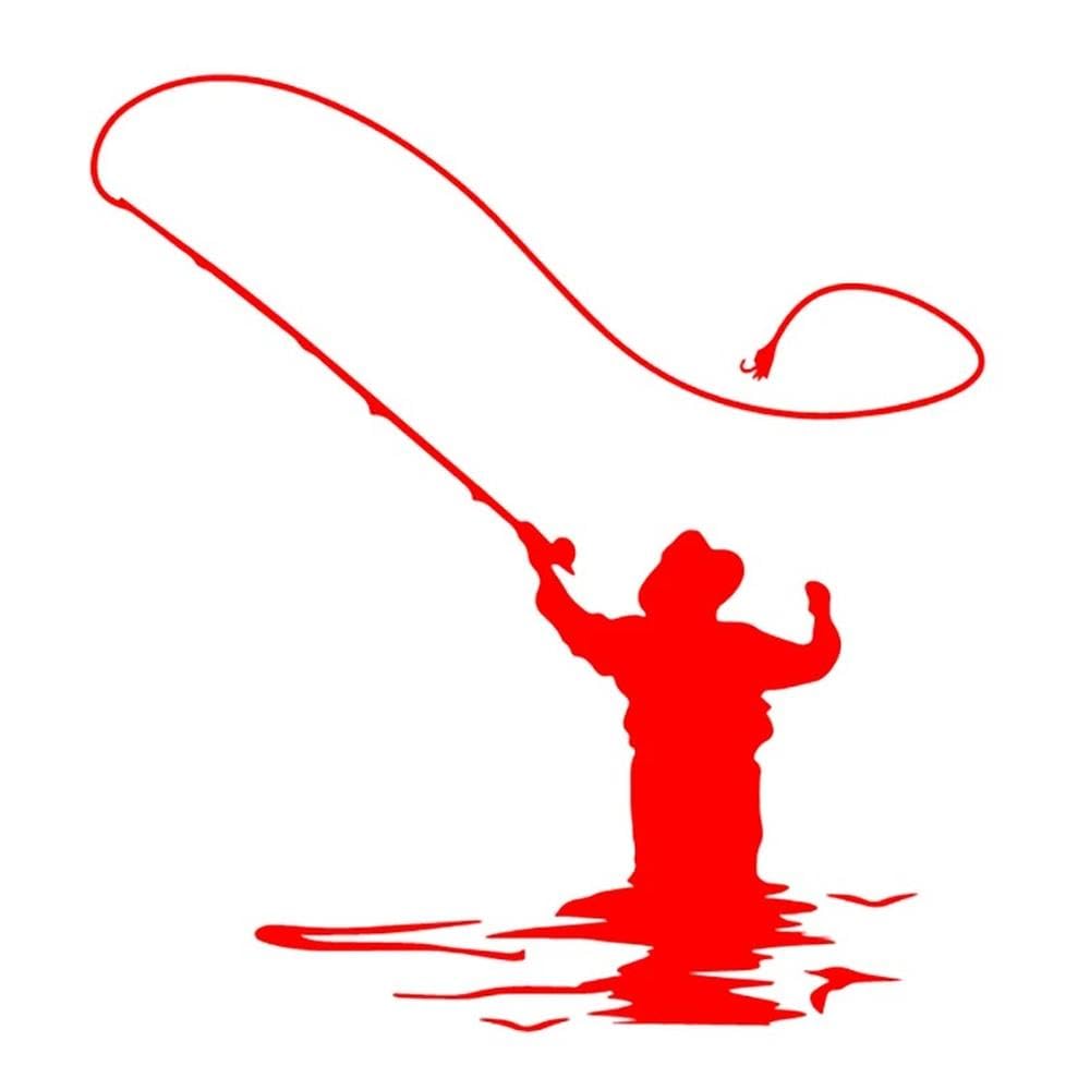 Car Stickers Vinyl Decal Fisherman Go Fishing Motorcycle Decorative Accessories(Red)