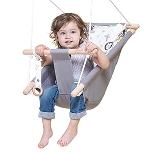 Baby Swing for Baby and Toddler, Canvas Baby Hammock Swing Indoor and Outdoor with Safety Belt and Mounting Hardware…