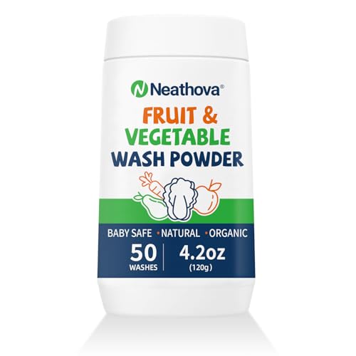 Fruit & Veggie Wash Powder, Natural Organic Produce Cleaner for Pesticides & Wax Removal, Baby Safe Eat Cleaner for Fruits & Vegetables, 50 Washes, 4.2oz (120g)