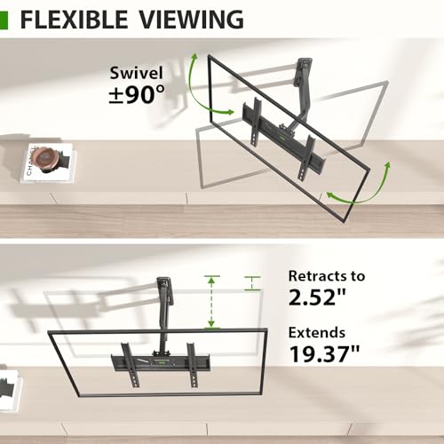Image of USX MOUNT Swivel TV Wall Mount for 26-60 Inch TVs up to 80 lbs, Single Articulating Arm, Full Motion TV Wall Mount Bracket with Swivel and Tilt, Max VESA 400x400mm
