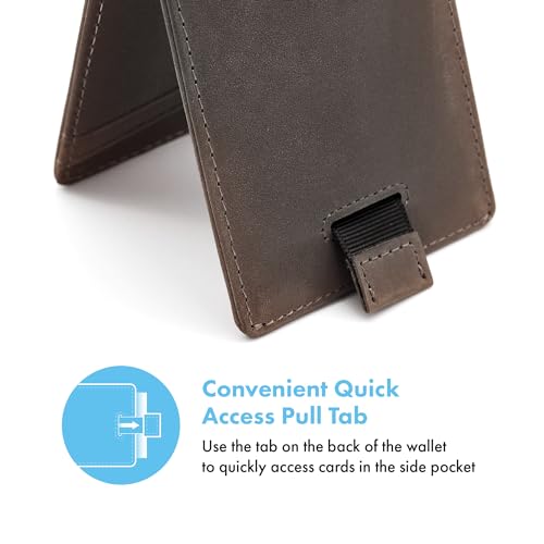 RFID Blocking Slim Bifold Genuine Leather Minimalist Wallet for Men with Money Clip Pull Strap Easy Card Pullout (Minimalist Bifold Wallet without Personalization, Munich Brown)4
