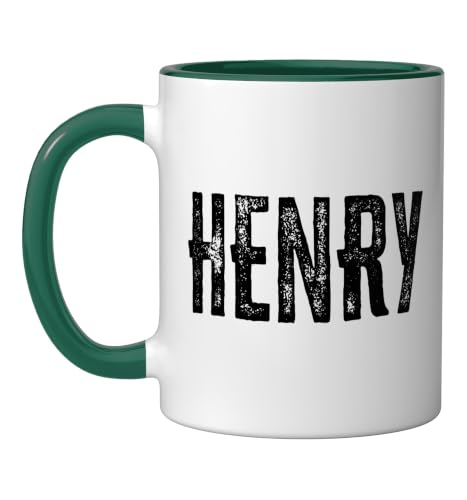 Henry Personalized Name Retro Henry Birthday Quote Ceramic Mug, Dark Green/White, 11oz