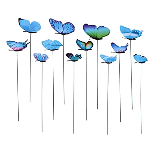 Folpus Garten Schmetterlinge Deko, 12-teiliges Set für Ihren Hof, Blau