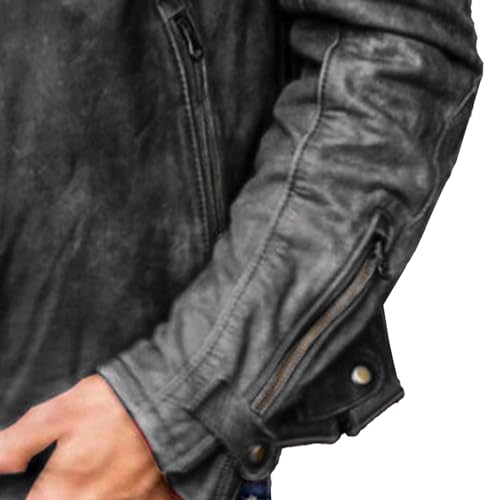 Mens Pu Leather Jacket Vintage Stand Collar Slim Motorcycle Coat Casual Fashion Cafe Racer Jacket4