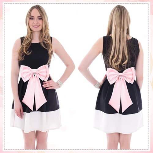 Big Pink Satin Bow for Dresses Women 22'' Large Detachable Dress Bow with Tails Huge Wide Bowknot for Bride Wedding3