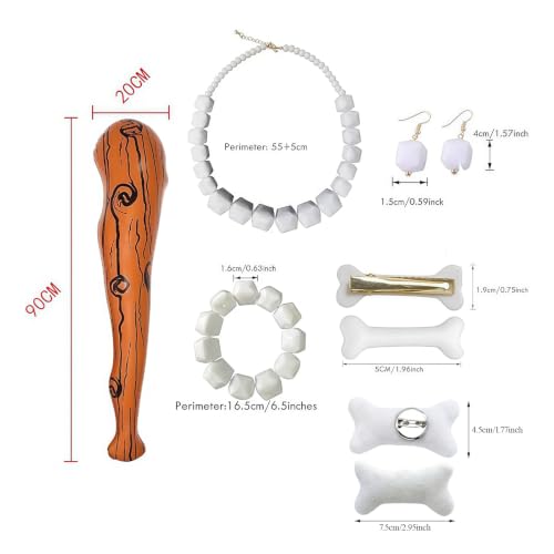 Costume d'âge de pierre 8 pièces pour femme avec os et queue – vue 2