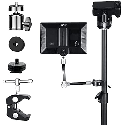 TOAZOE 11 Inch Adjustable Articulating Magic Arm with Super Clamp + TOAZOE 14''-25.5'' Camera Desk Mount with 360° Rotatable Ball Head Cover