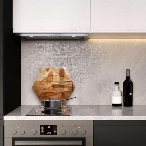 Plaque induction protection 40cm Wallfluent cuisson forme hexagonale texture bois - 4