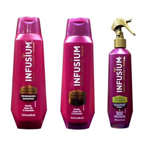 Infusium Moisturize & Replenish Shampoo,Conditioner, 13.5 Oz and Leave in Treatment 13 Oz Cover