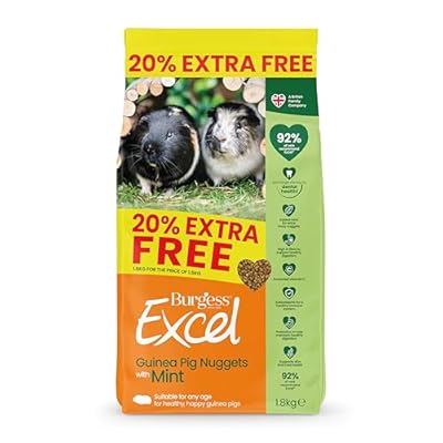 Burgess Excel Guinea Pig Food with Mint, 1.8kg – Guinea Pig Nuggets for Adult Guinea Pigs – High Fibre, Mint Guinea Pig Pellets