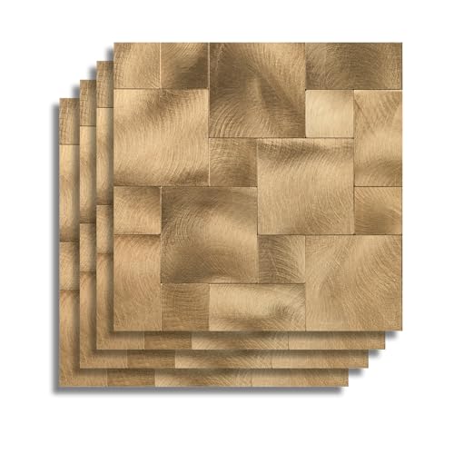 douceur d'intérieur, Crédence Adhésive Cuisine, Salle de Bain, Travertin, Cuivre, 4 Pièces, 25 x 25 cm, Crédence Épaisse, 3D, Carrelage Adhésif Mural, Lavable, Imperméable