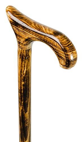 Gehstock für Herren und Damen Derby 89-92 cm - Handgefertigt Naturfarben Wanderstock Holz mit Rutschfestem Gummi