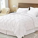JOLLYVOGUE Queen Comforter Set 7 Pieces, White Bed in a Bag Comforter Set for Bedroom, Bedding Comforter Sets with Comforter, Sheets,Ruffled Shams & Pillowcases