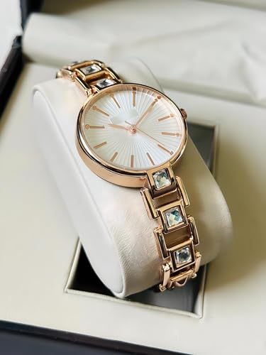 Image of AMERICANVIBER Red Diamond-Studded Women's Analog Watch with Adjustable Strap, Stylish Round Dial Wrist Watch for Girls & Ladies, Suitable for Casual, Office, and Formal Use