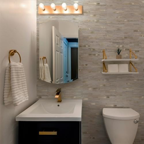 StyloVue 20 Sheets Kitchen Peel and Stick Backsplash Tiles, Beige with Metal Gold Look Stick on Backsplash for Kitchen, RV, Fireplace by StyloVue - Used condition - Image 2