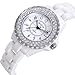 FANMIS Fashion Casual Business Waterproof Sports Diamonds Women's Dress Ceramic Analog Quartz Wristwatch (White Silver 2)