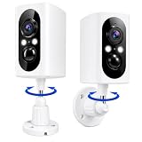 2K Security Cameras Wireless Outdoor, 355° Pan Rotate, Battery Powered, Color Night Vision WiFi Cameras, AI Motion Detection, Cloud/SD Storage, IP65, Alert & Alarm, Cameras for Home Security, 2 Pack