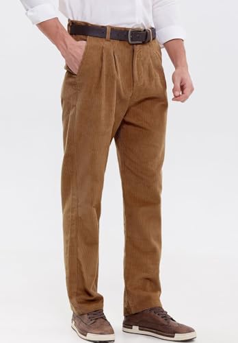 Men's Comfort Front Pleated Corduroy Pants Slim Fit Straight Work to Weekend Dress Pant2