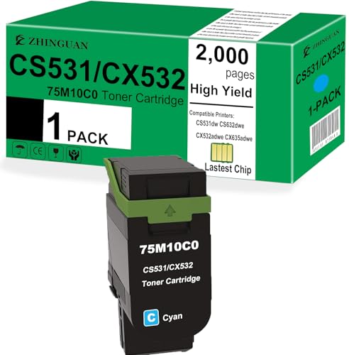 Cartouche toner cyan 75M10C0 pour Lexmark CS531dw CX532adwe