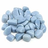 Natürlicher Trommelstein, Heilkristalle, Malachit, Amazonit, Chiastolith, Energiemineral, Aquarium, Gartendekoration – Blauer Angelit – 1 Stück