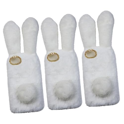 Coque lapin blanc en peluche Uonlytech idéale pour vos selfies d'hiver look cocooning - 4