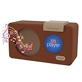 SMPL Music Player with Lifter for Seniors - Audiobooks + MP3 Player Sound, Durable Wooden Enclosure, Retro Look, 4GB USB with 40 Nostalgic Hits - Live Support (Brown)
