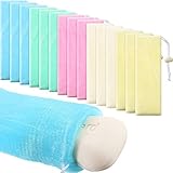 15 Pieces Exfoliating Mesh Soap Saver Bag Mesh Soap Pouch for Shower Body Facial Cleaning Tools, 5...