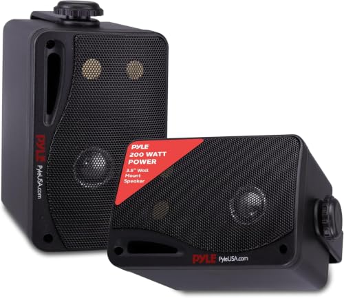 Pyle Outdoor Bluetooth Speakers Pair, Waterproof 3.5 Inch Wall Mount, Black by Pyle - Used condition - CA$60.47
