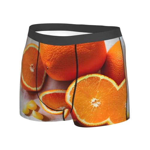 SamLng Boxer pour homme - Léger et respirant - Stretch - Concave-convexe - Imprimé fruits orange frais, noir, Small – vue 3