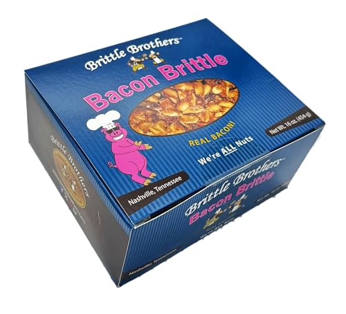 Brittle Brothers Bacon Peanut Brittle - Nashville Tennessee Voted #1 More Nuts Less Sugar Gift Set Cashew Pecan Bacon Corporate Christmas Mother Father Birthday Chocolate Sweet Candy Snack Treat
