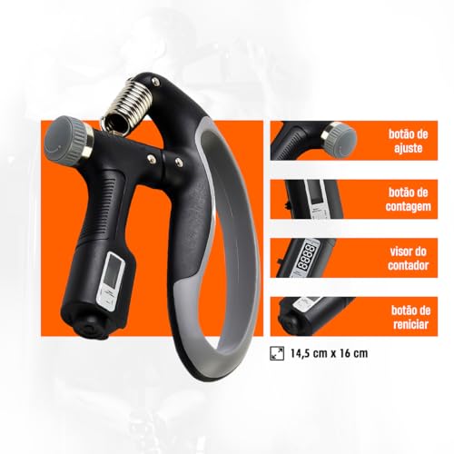 Hand Grip Musculação Mãos Contador Ajustável Antebraço 100kg