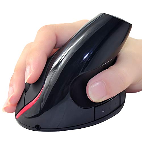 EIGIIS Wireless Ergonomic Mouse 2.4G High Precision Vertical Optical Mouse (Black)