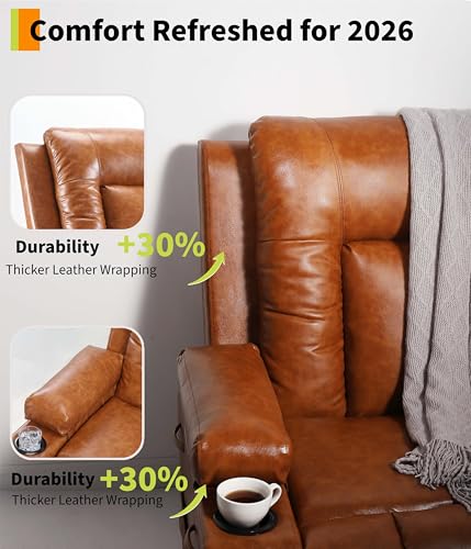 Image of Garvee Power Lift Recliner Chair - Heat and Massage, PU Leather Electric Lift Recliner for Elderly & Mobility Impaired, Adjustable Back and Legs, Heavy Duty Lift Chair for Seniors