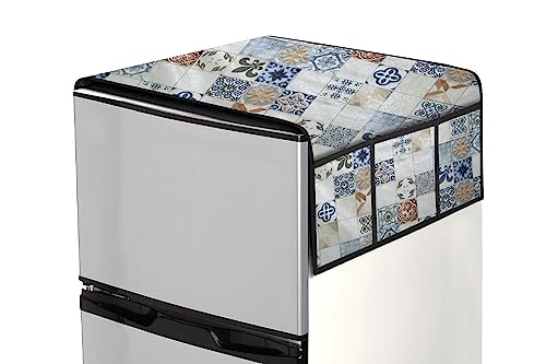 Image of Stylista Refridgerator top Cover Suitable for Samsung RT34C4522B1 /HL, 301 Liter Fridge, Dimension (WXD) 65x111 CM, Mosaic Pattern Cream