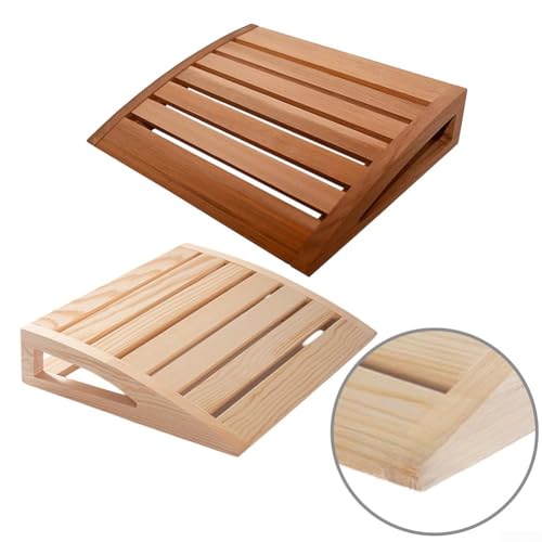 Appui-tête de sauna fabriqué à partir de bois provenant de sources durables avec texture de grain visible et variation de tons chauds (B)