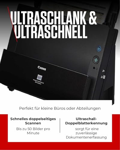 Canon DR-C225 II - imageFORMULA Dokumentenscanner (Duplex, Einzug, Farbe, 600dpi, 25 Seiten/Min, PDF OCR, kompakt, schwarz)