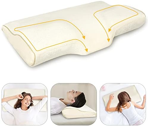 Dosaze Contoured Orthopedic Pillow, Memory Foam Sleeping Butterfly Neck Memory Foam Pillow, Back and Stomach Sleepers with Breathable Pillowcase, Ergonomic Orthopedic Neck Support Pillow for Side