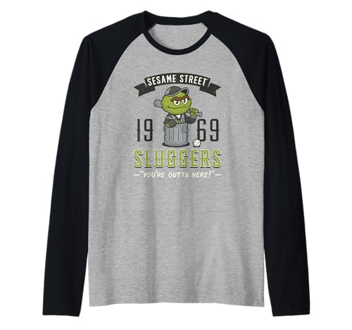 T-shirt baseball Sesame Street raglan homme et femme vert vintage