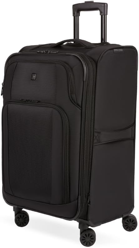 Sion II Softside Expandable Luggage with Spinner Wheels, Black, Checked-Medium 24-Inch