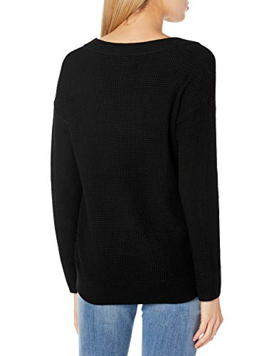 Goodthreads Women's Everyday Soft Blend Thermal Long-Sleeve V-Neck Sweater, Black, Medium #TOP1