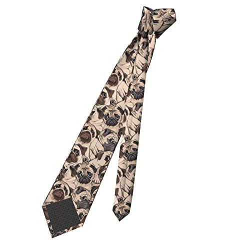 Veizkuo Funny Dog Tie For Men Novelty Silk Necktie Cute Skinny Pug Dog Neck Tie For Wedding Party Meeting #TOP6