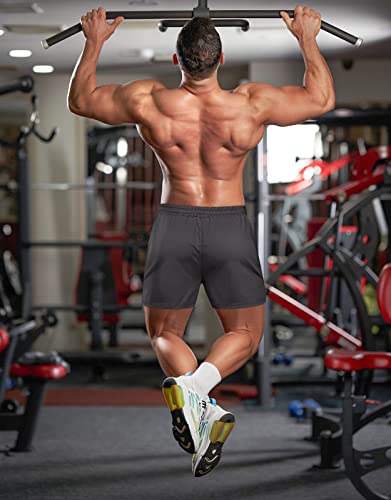 Fasker Mens Athletic Shorts, 5" Gym Workout Running Shorts Mesh Lightweight Sport Shorts Bodybuilding Training With Pockets, Grey, M #TOP5