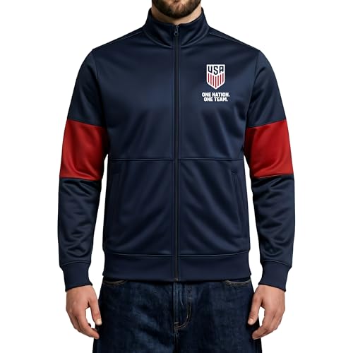 Icon Sports Officially Licensed US Soccer Federation Track Jacket - Unisex Adult - USA53TJ Navy_Red XL