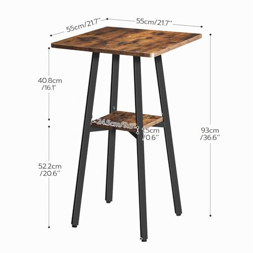Miniatura 3 de Hoobro Mesa De Bar, Mesa Alta De 2 Niveles, Mesita De Cocina Pequeña Con Almacenaje, Para Sala De Estar, Fácil Montaje, Marrón Rústico Y Negro Ebf51bt01