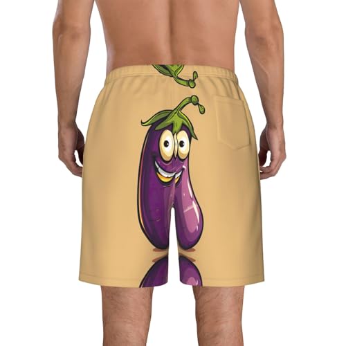 WURTON Cartoon Eggplant Print Mens Swim Trunks Compression Liner Swimming Trunks Bathing Suit Quick Dry Shorts3