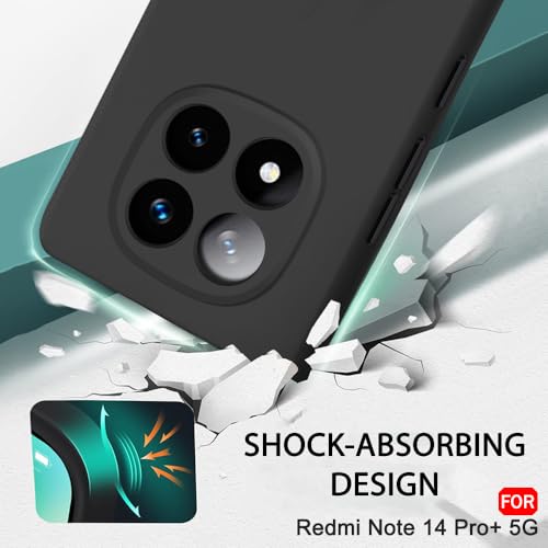 Image of TheGiftKart Liquid Silicone Back Cover Case for Mi Redmi Note 14 Pro Plus 5G | Soft Micro-Fibre Lining Inside | Camera & Screen Protection | Shockproof Cover for Redmi Note 14 Pro+ (Silicone, Black)