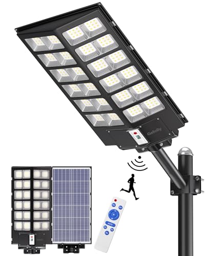 Gefolly SL-9800W Solar Street Lights Outdoor, 860000LM Commercial Parking Lot Light, 6500K Dusk to Dawn IP67 Security Flood Lights Motion Sensor Led Lamp for Basketball Court, Road, Yard Gefolly SL-9800W Solar Street Lights Outdoor, 860000LM Commercial Parking Lot Light, 6500K Dusk to Dawn IP67 Security Flood Lights Motion Sensor Led Lamp for Basketball Court, Road, Yard